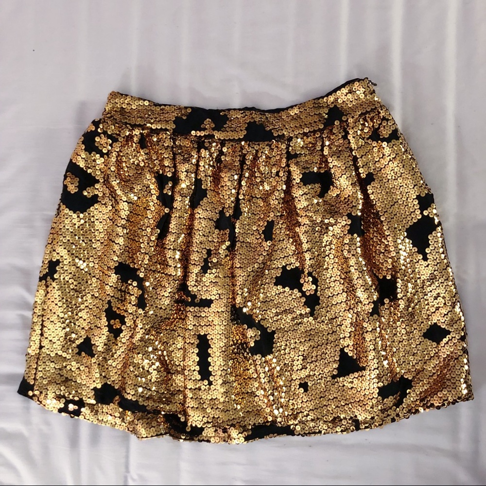 See by Chloé Gold Sequin Chiffon Skirt NWT